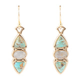 Blue Turquoise and Grey Labradorite Golden Drop Earrings - Barse Jewelry