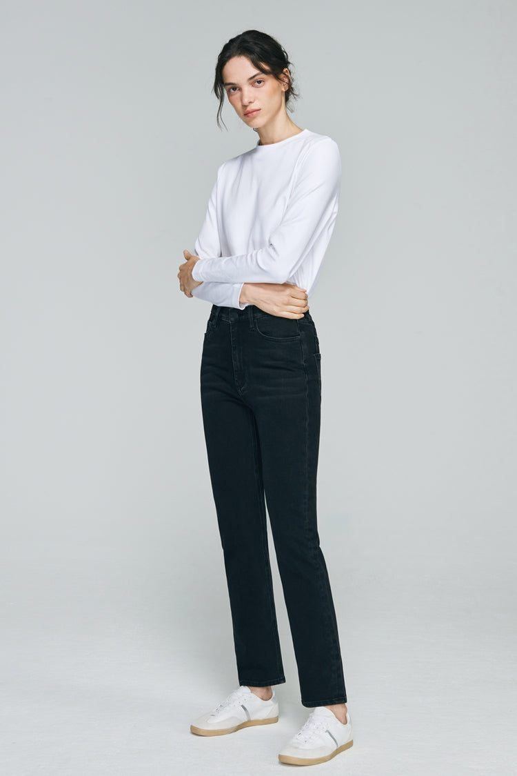 Two Shots High Rise Straight Crop Jeans HJ013 - Hey Joanie - Flyclothing LLC