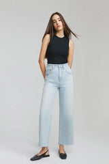 Moon Curve Raw Hem Crop Jeans HJ129 - Hey Joanie - Flyclothing LLC