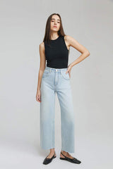 Moon Curve Raw Hem Crop Jeans HJ129 - Hey Joanie - Flyclothing LLC