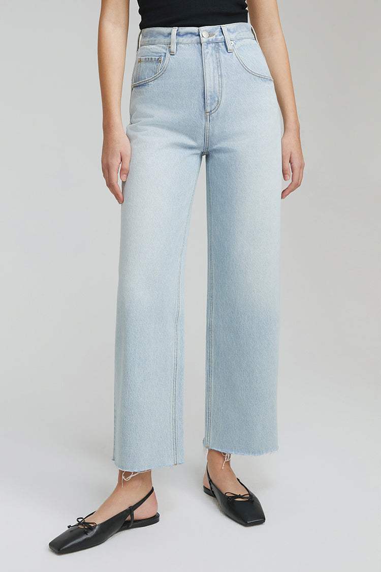 Moon Curve Raw Hem Crop Jeans HJ129 - Hey Joanie - Flyclothing LLC