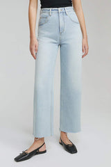 Moon Curve Raw Hem Crop Jeans HJ129 - Hey Joanie - Flyclothing LLC