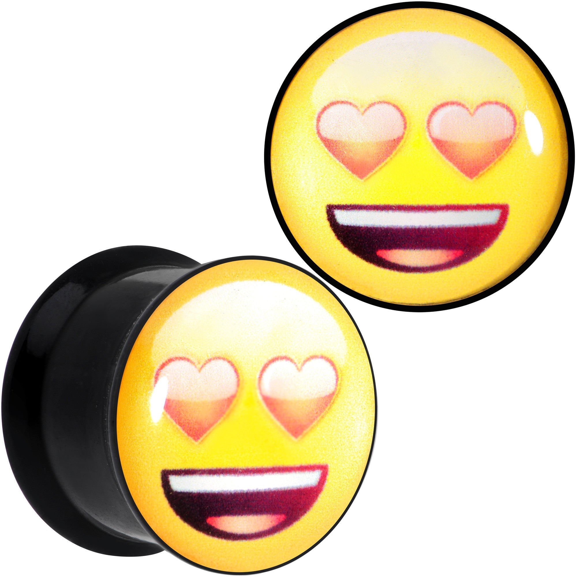 9/16 Licensed Heart Eyes emoji Acrylic Double Flare Plug Set - BodyCandy - Flyclothing LLC