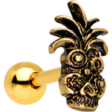 1/4 Gold PVD Steampunk Tiki Skull Headdress Cartilage Tragus Earring - BodyCandy - Flyclothing LLC
