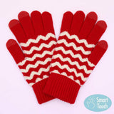 Holiday Chevron Pattern Smart Touch Winter Gloves - Madeline Love - Flyclothing LLC