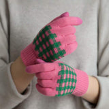 Holiday Plaid Pattern Smart Touch Winter Gloves - Madeline Love - Flyclothing LLC