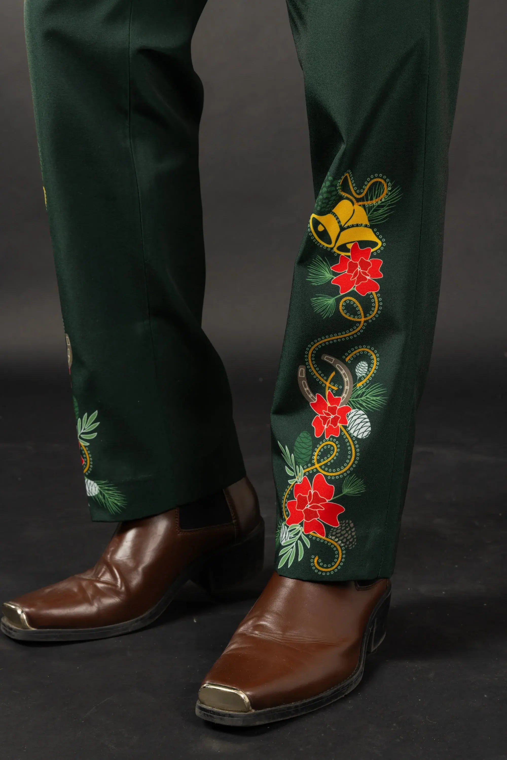 The Holiday Ham | Dark Green Holiday Placement Suit Pants - Shinesty - Flyclothing LLC