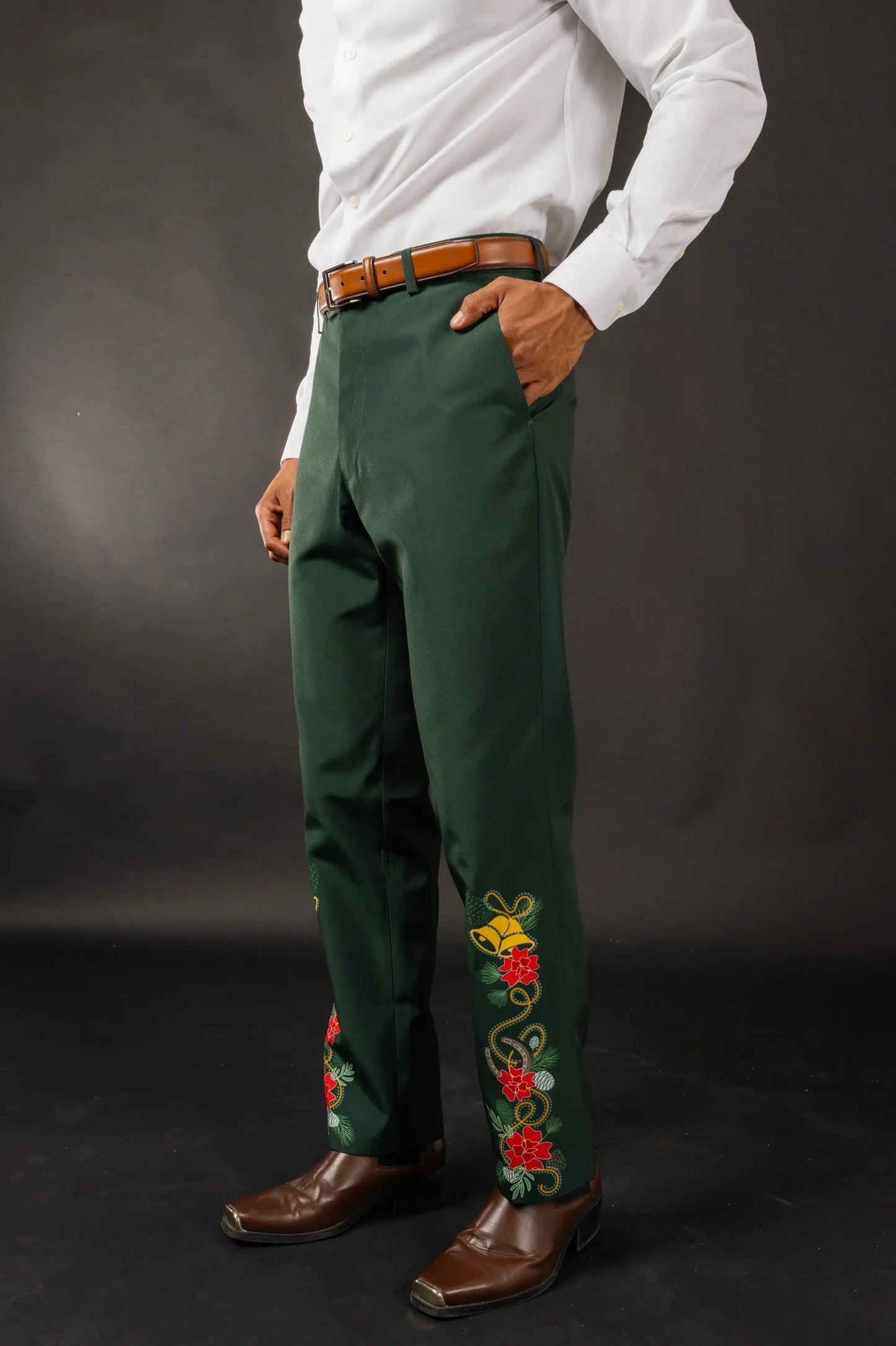 The Holiday Ham | Dark Green Holiday Placement Suit Pants - Shinesty - Flyclothing LLC