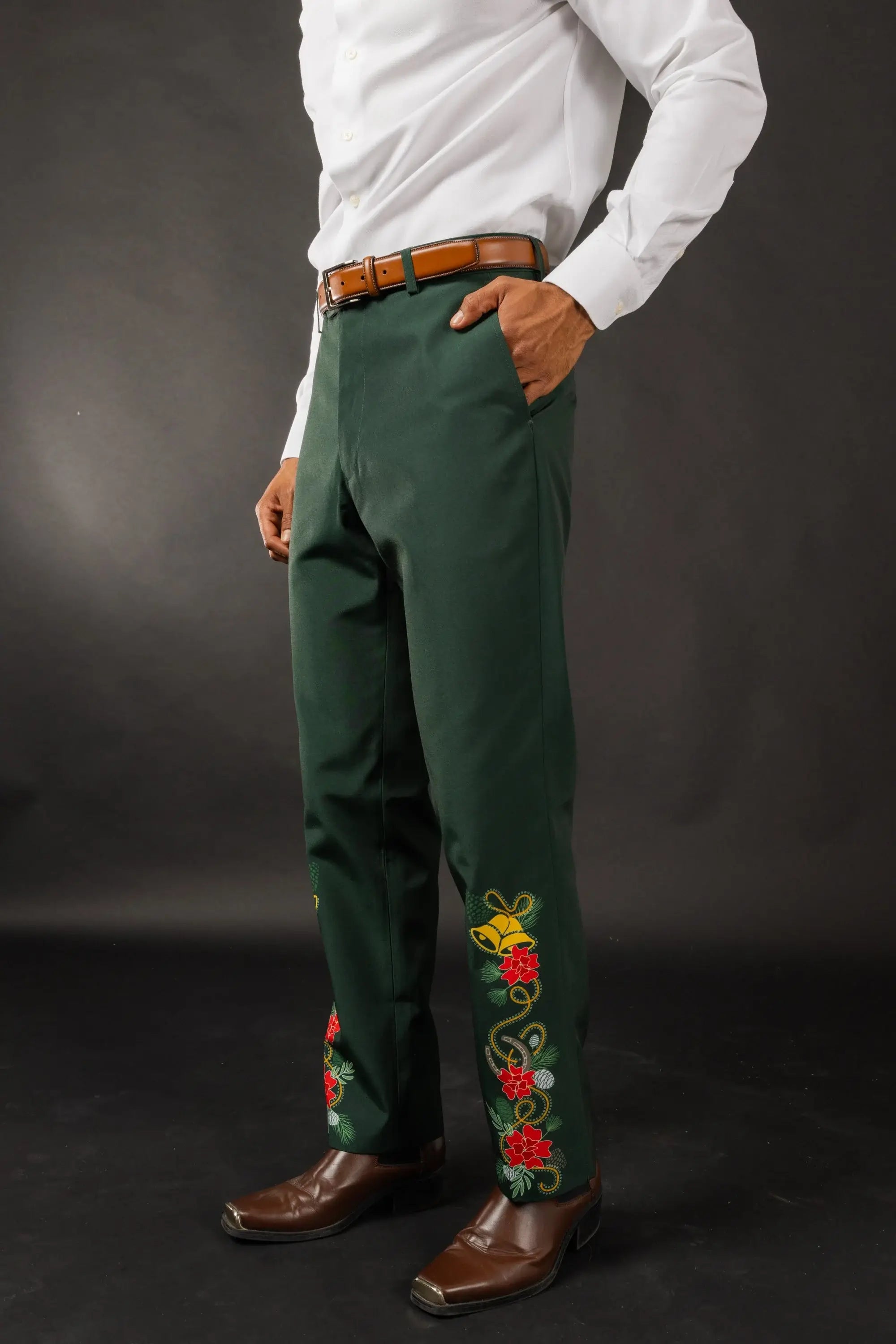 The Holiday Ham | Dark Green Holiday Placement Suit Pants - Shinesty - Flyclothing LLC
