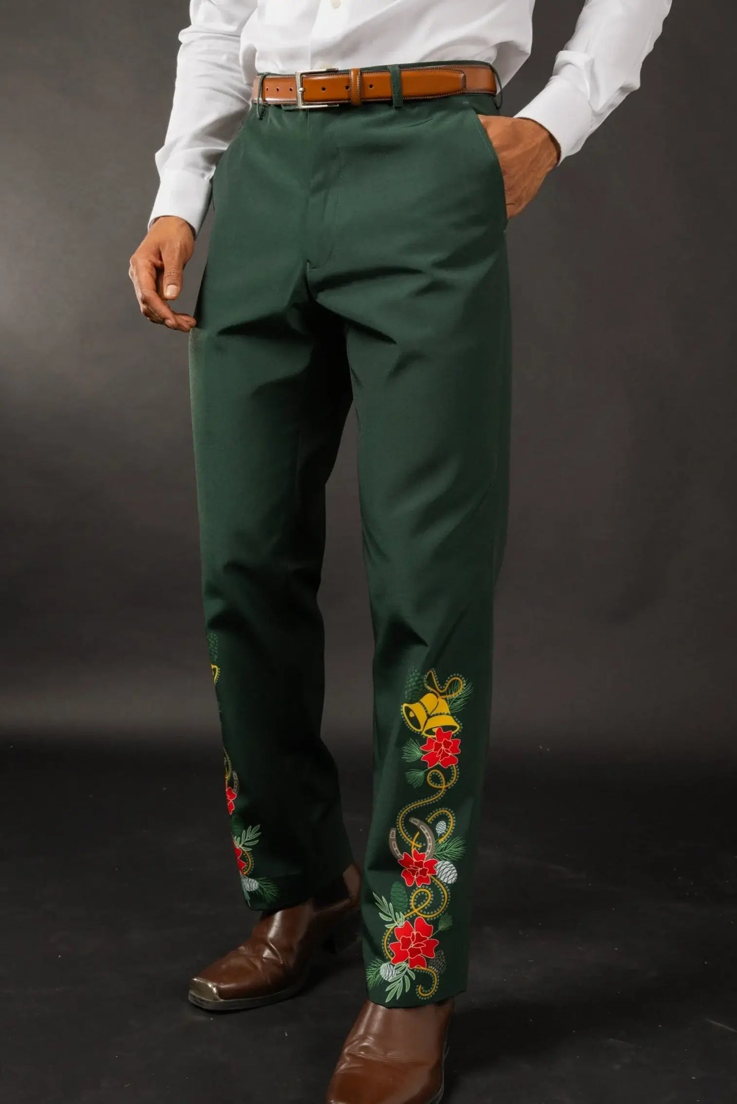 The Holiday Ham | Dark Green Holiday Placement Suit Pants - Shinesty - Flyclothing LLC