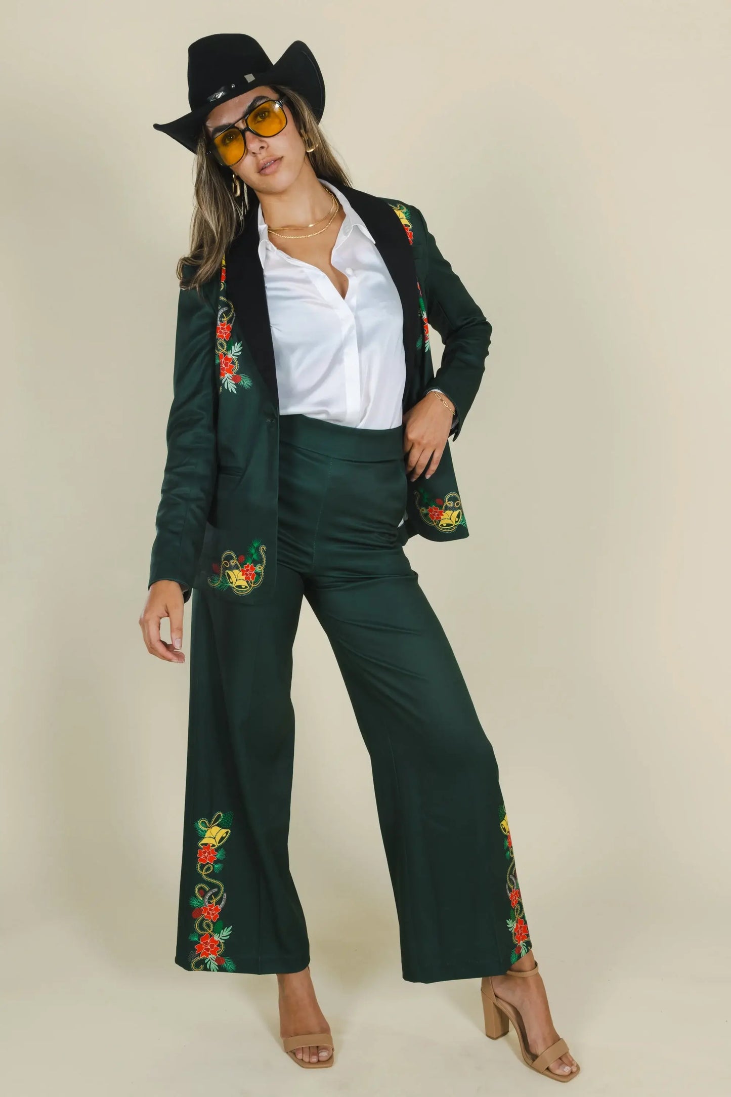 The Holiday Ham | Dark Green Holiday Placement Women's Suit Pants - Shinesty - Flyclothing LLC