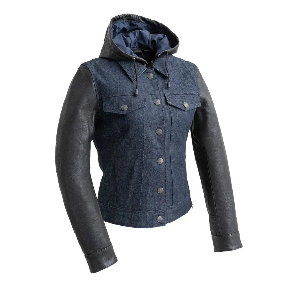 Holli - Motorcycle Denim/Leather Jacket - First Manufacturing Company - Flyclothing LLC