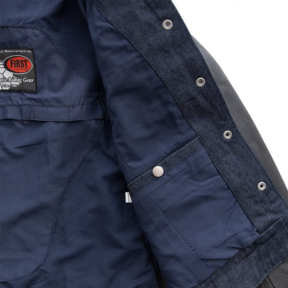 Holli - Motorcycle Denim/Leather Jacket - First Manufacturing Company - Flyclothing LLC