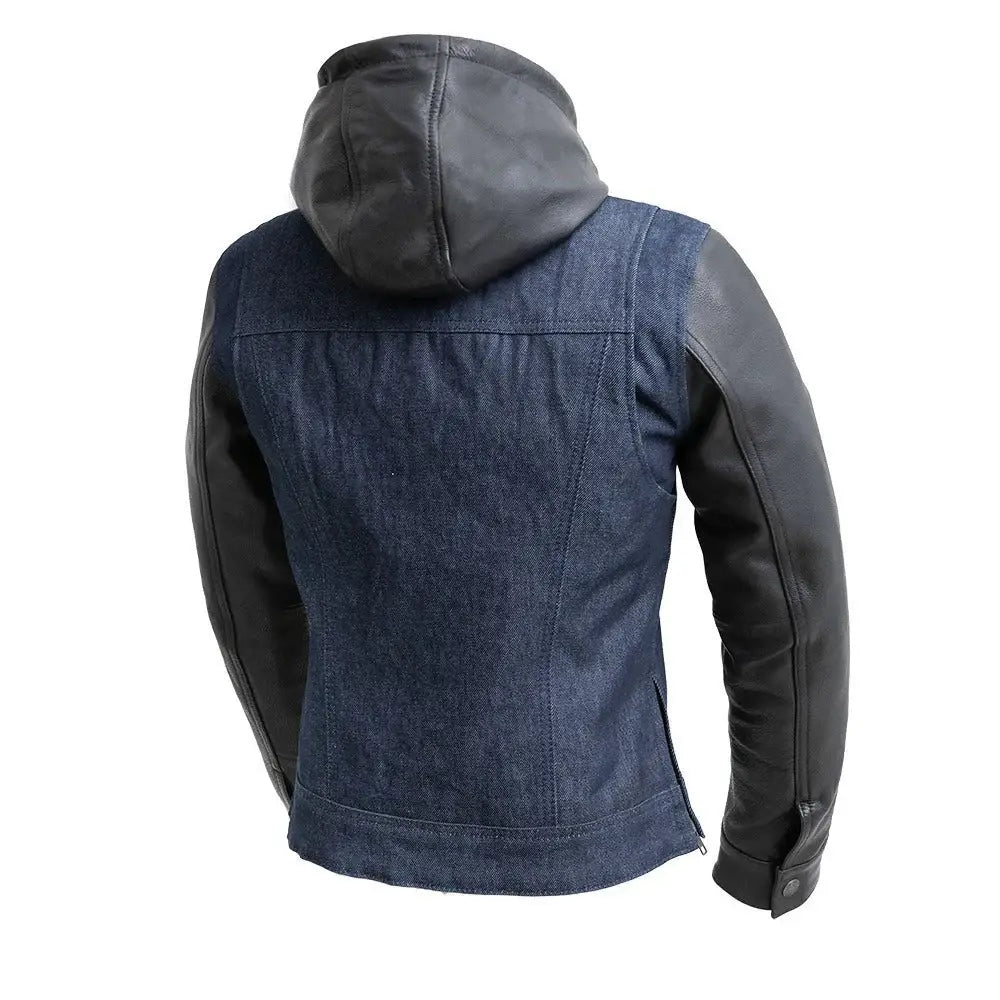 Holli - Motorcycle Denim/Leather Jacket - First Manufacturing Company - Flyclothing LLC