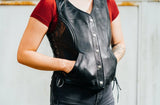 Honey Badger Women's Motorcycle Leather Vest - First Manufacturing Company - Flyclothing LLC