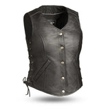 Honey Badger Women's Motorcycle Leather Vest - First Manufacturing Company - Flyclothing LLC