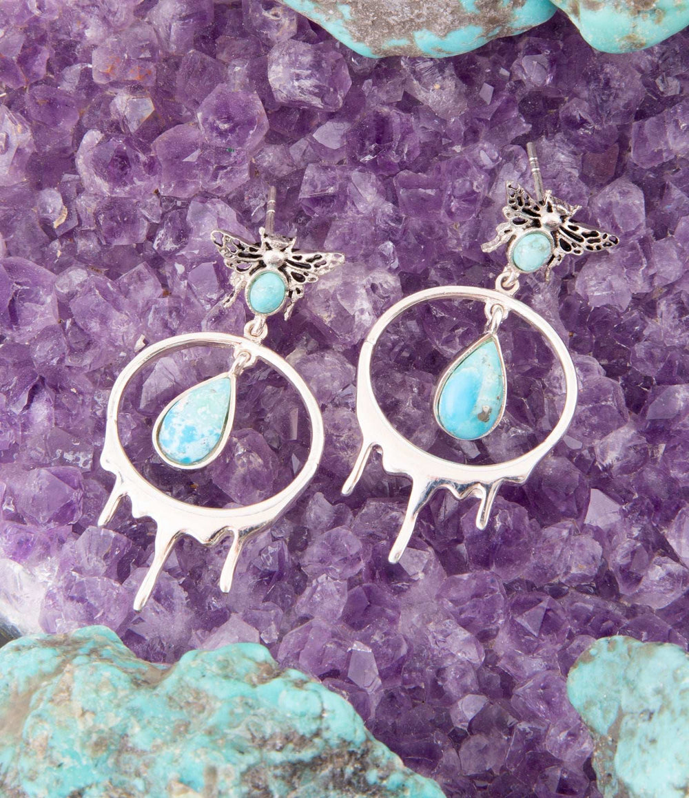 Honey Blue Turquoise Sterling Silver Drop Earrings - Barse Jewelry - Flyclothing LLC