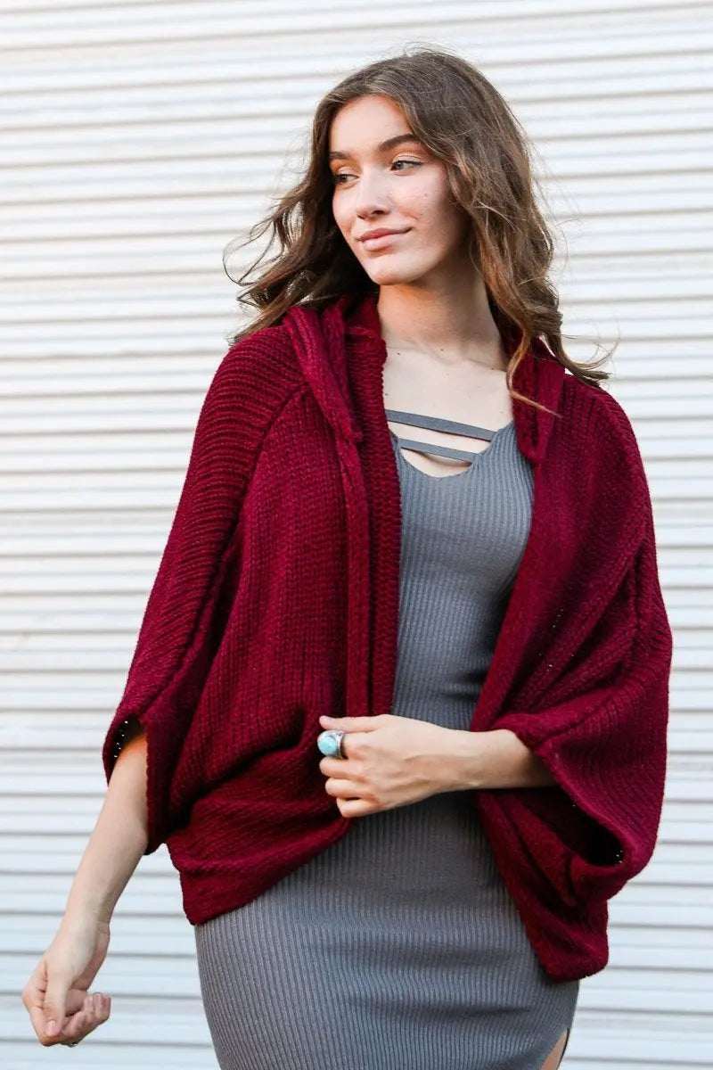 Hooded Rib Knit Cardigan - Boho Clothing and Accessories - Flyclothing LLC