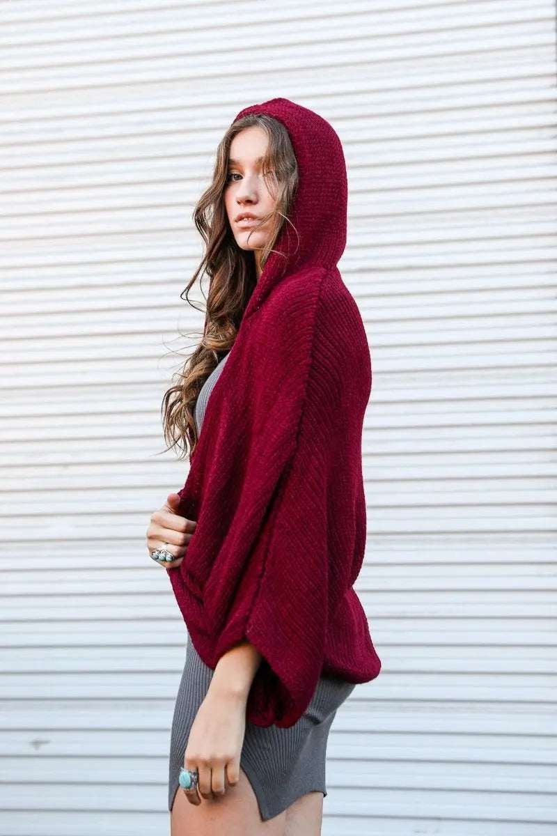 Hooded Rib Knit Cardigan - Boho Clothing and Accessories - Flyclothing LLC