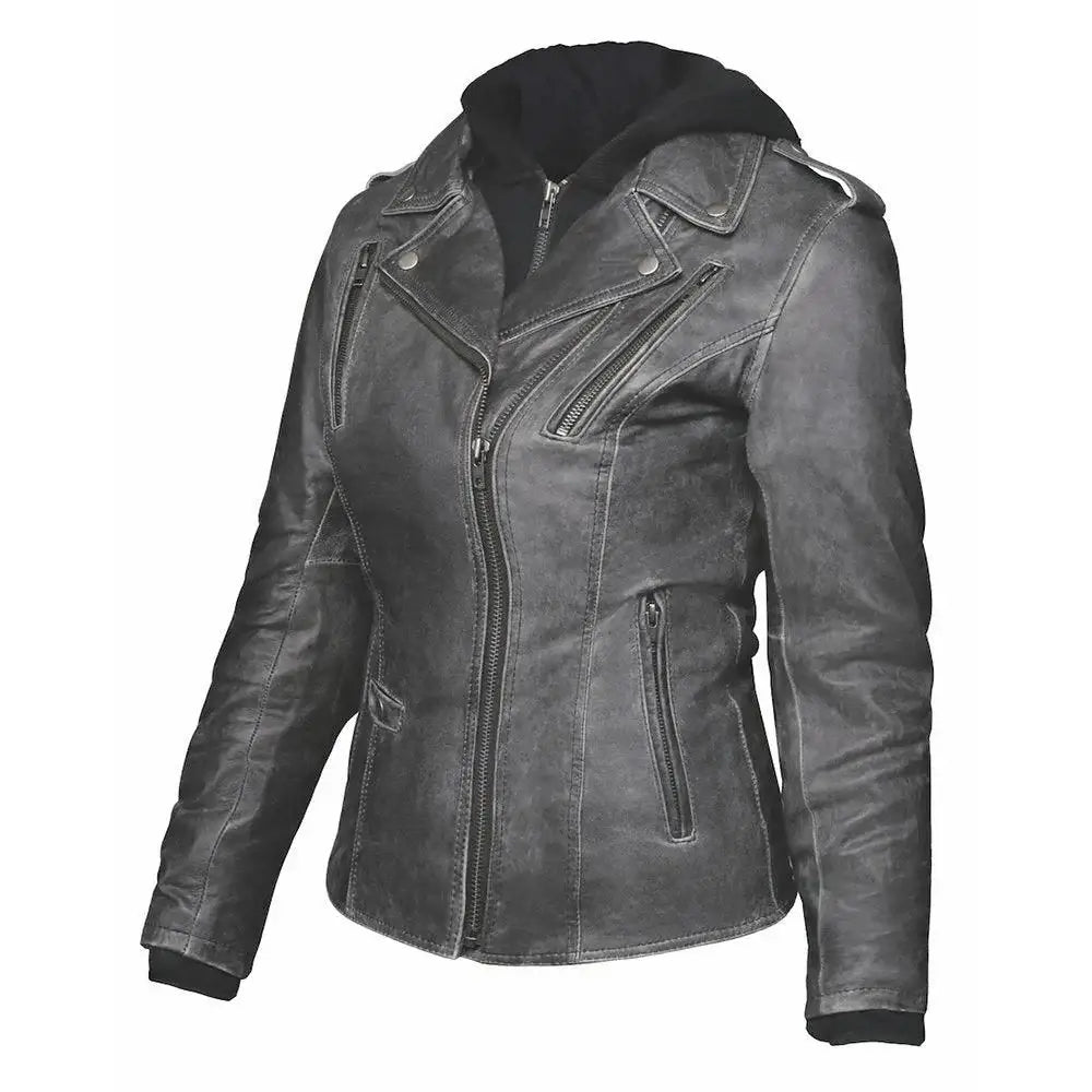 Stella - Women's Leather Motorcycle Jacket - Unik Just for Bikers - Flyclothing LLC