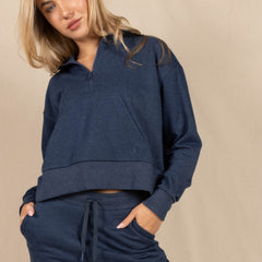 The Big Blue | Navy Goldilocks™ Women’s Half Zip Lounge Hoodie - Shinesty
