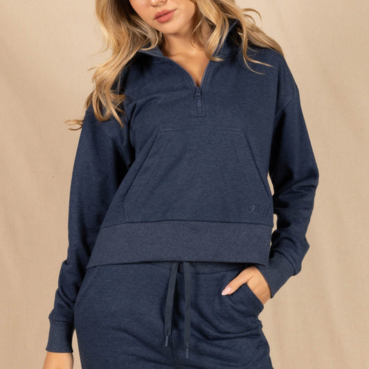 The Big Blue | Navy Goldilocks™ Women’s Half Zip Lounge Hoodie - Shinesty