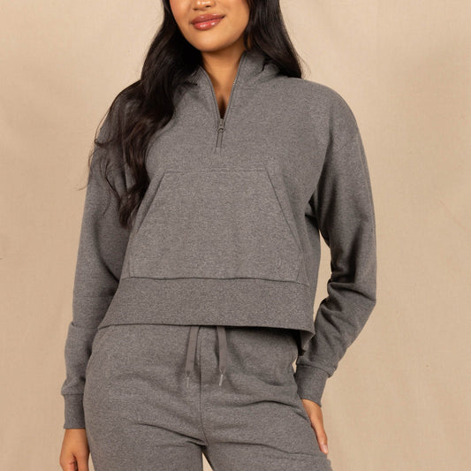 The Seattle Skyline | Grey Goldilocks™ Women’s Half Zip Lounge Hoodie - Shinesty