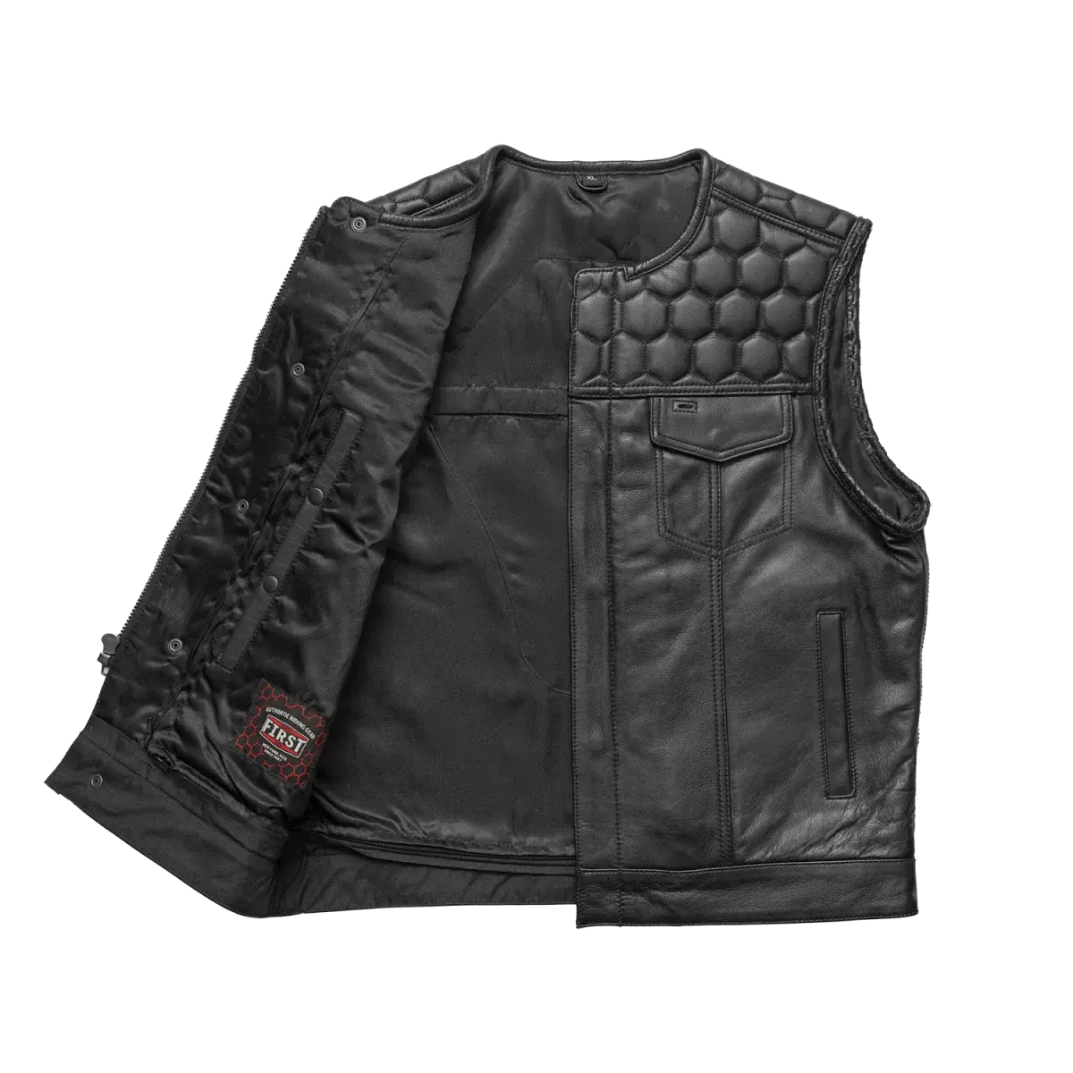 Hornet Men's Club Style Leather Vest - First Manufacturing Company - Flyclothing LLC