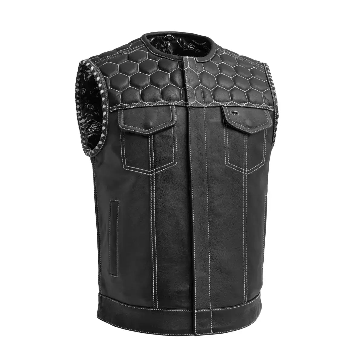 Hornet Men's Club Style Leather Vest - First Manufacturing Company - Flyclothing LLC
