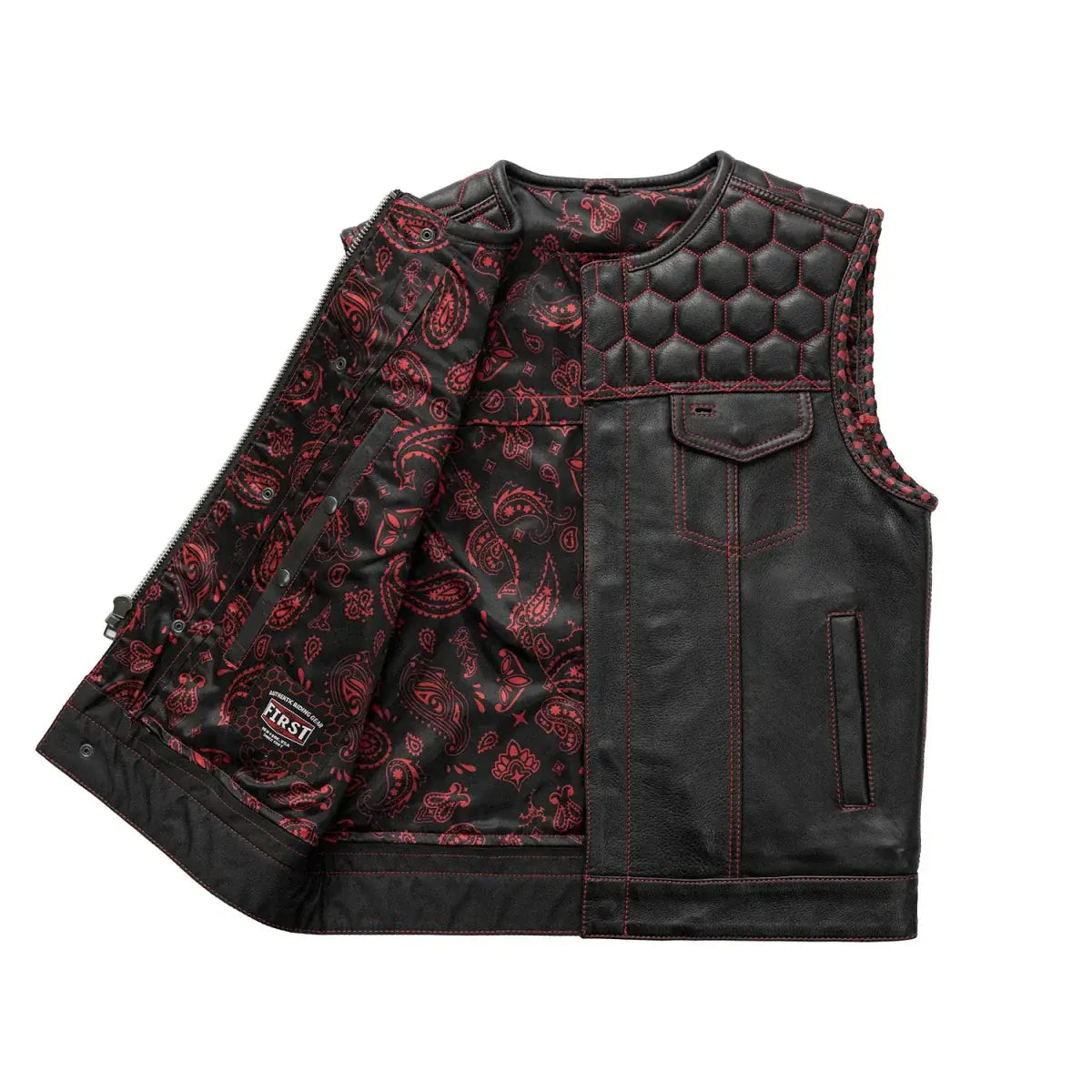 Hornet Men's Club Style Leather Vest - First Manufacturing Company - Flyclothing LLC