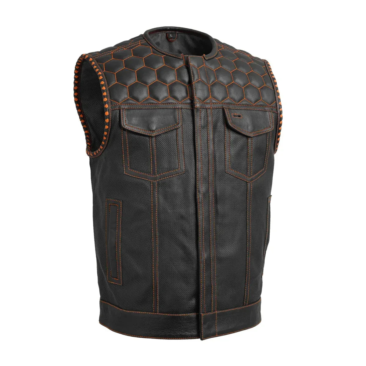 Hornet Perforated Men's Club Style Leather Vest - First Manufacturing Company - Flyclothing LLC