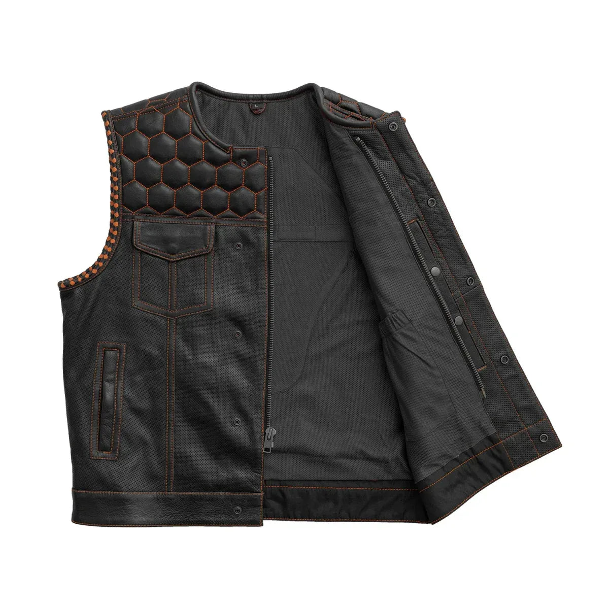 Hornet Perforated Men's Club Style Leather Vest - First Manufacturing Company - Flyclothing LLC