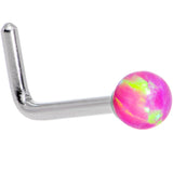 Pink 2.5mm Synthetic Opal Ball L-Shape Nose Ring - BodyCandy - Flyclothing LLC
