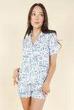 The Hot Cottontail | Easter Toile SleepDeep™ Button Down Short Pajama Set - Shinesty - Flyclothing LLC