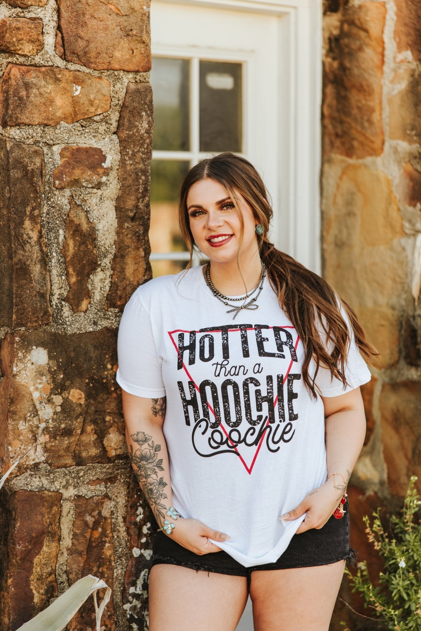Hotter Than A Hoochie Coochie Graphic Tee - White