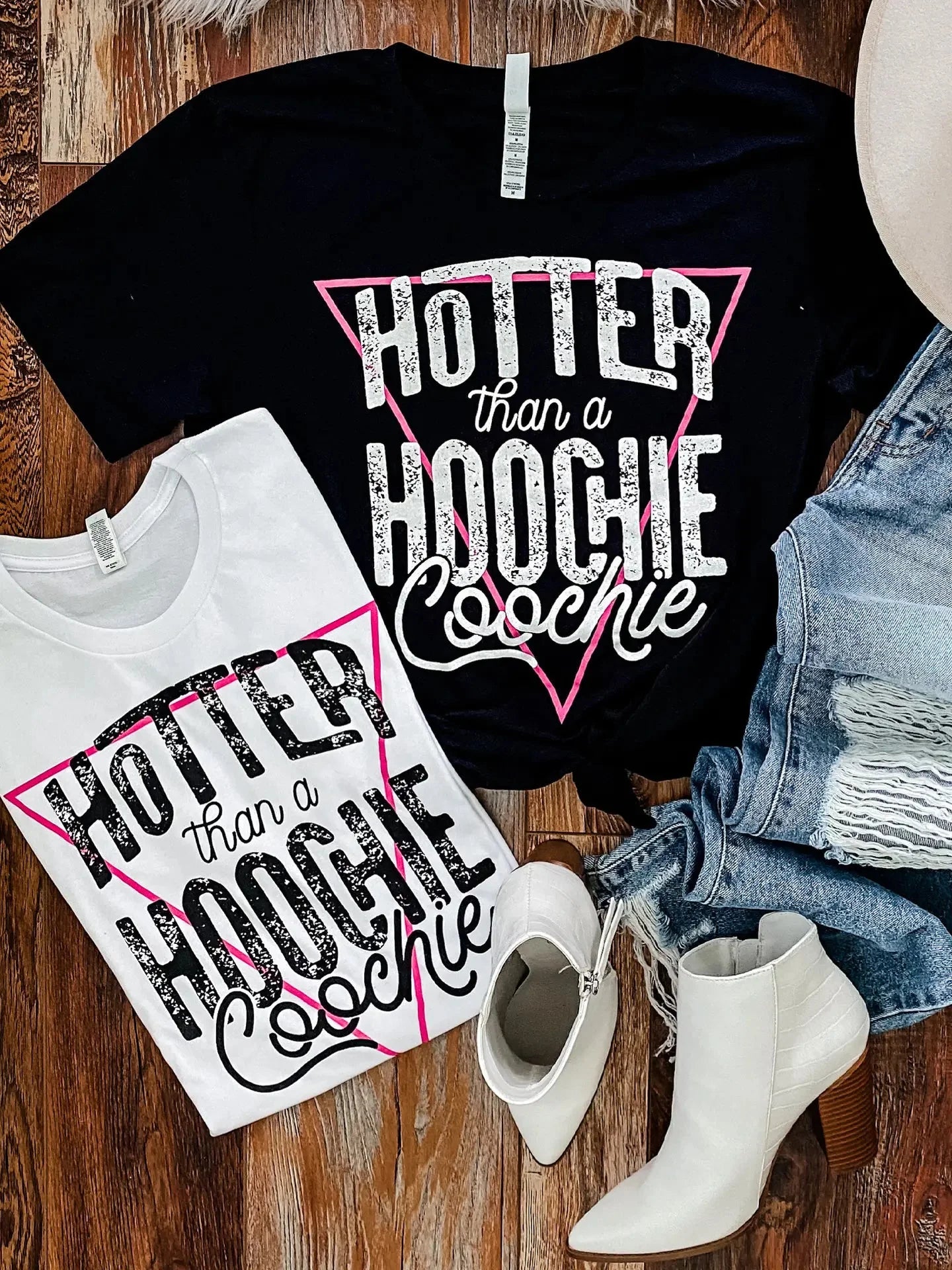 Hotter Than A Hoochie Coochie Graphic Tee - White
