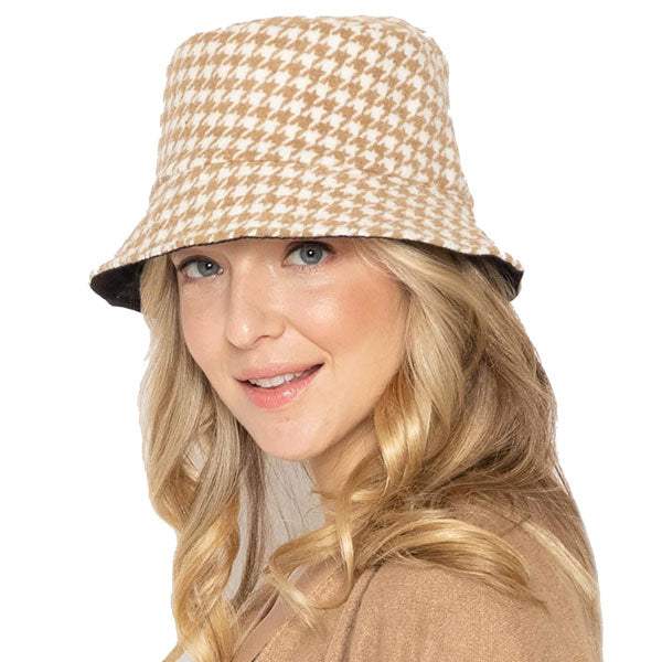 Houndstooth Patterned Bucket Hats - Madeline Love - Flyclothing LLC