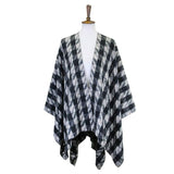 Houndstooth Printed Ruana Poncho Houndstooth Open Poncho - Madeline Love - Flyclothing LLC