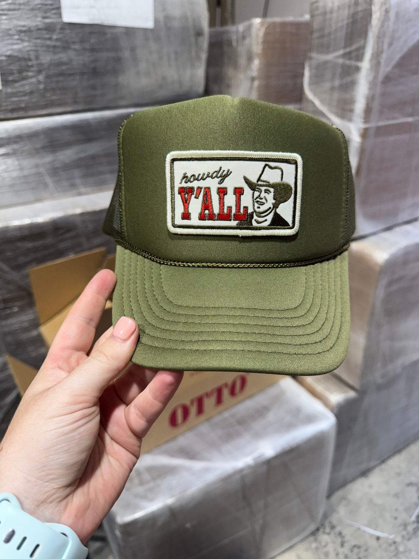 Howdy Y'all Olive Patch Trucker Hat - Wild Junkie - Flyclothing LLC