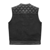Hunt Club Motorcycle Leather Canvas Vest Black - First Manufacturing Company - Flyclothing LLC