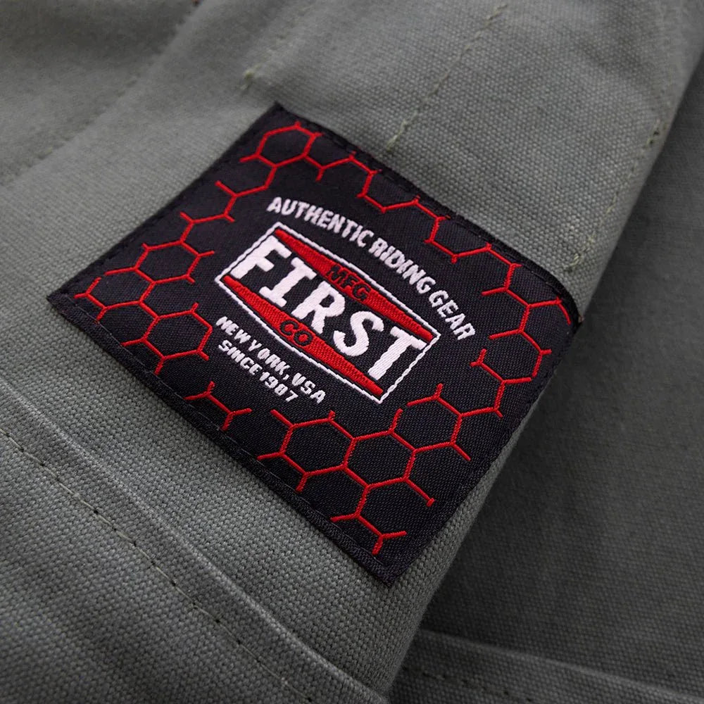 Hunt Club Motorcycle Leather Canvas Vest Green - First Manufacturing Company - Flyclothing LLC