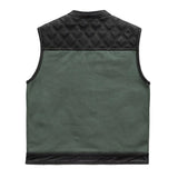 Hunt Club Motorcycle Leather Canvas Vest Green - First Manufacturing Company - Flyclothing LLC