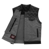 Hunt Club Motorcycle Leather Canvas Vest Grey - First Manufacturing Company - Flyclothing LLC