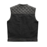 Hunt Club Motorcycle Leather Canvas Vest White Stitch - First Manufacturing Company - Flyclothing LLC