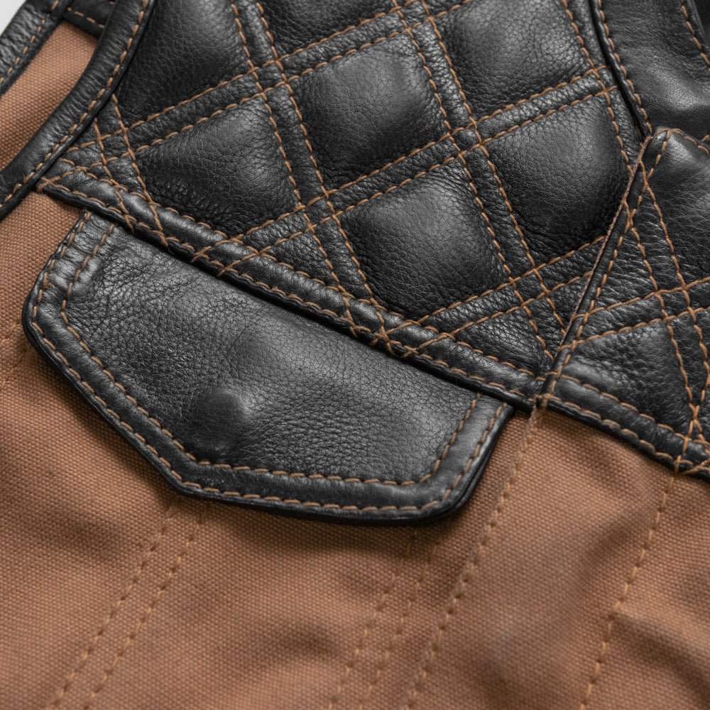 Hunt Club Motorcycle Leather Canvas Vest - First Manufacturing Company - Flyclothing LLC