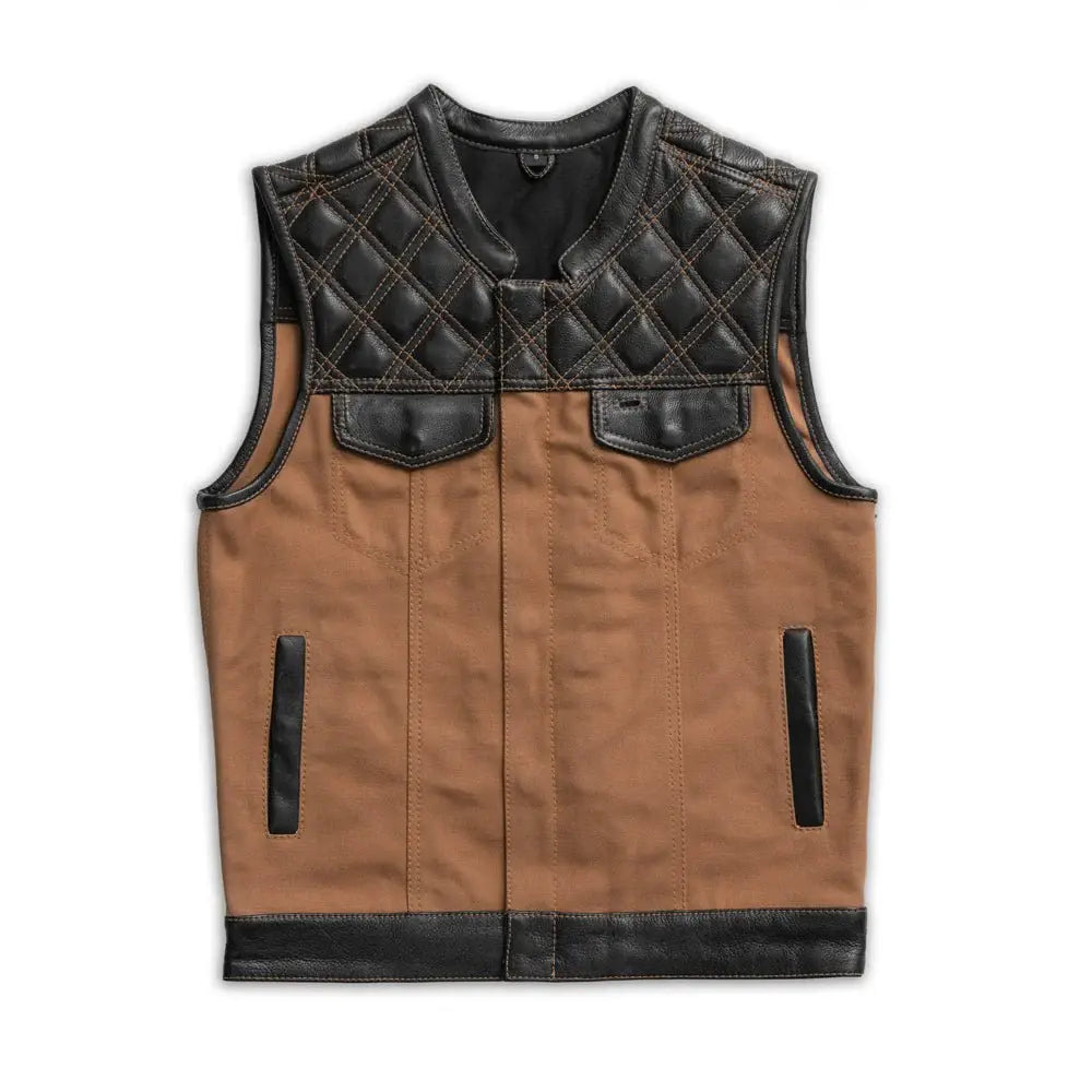 Hunt Club Motorcycle Leather Canvas Vest - First Manufacturing Company - Flyclothing LLC
