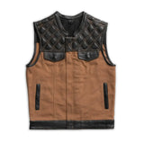 Hunt Club Motorcycle Leather Canvas Vest - First Manufacturing Company - Flyclothing LLC
