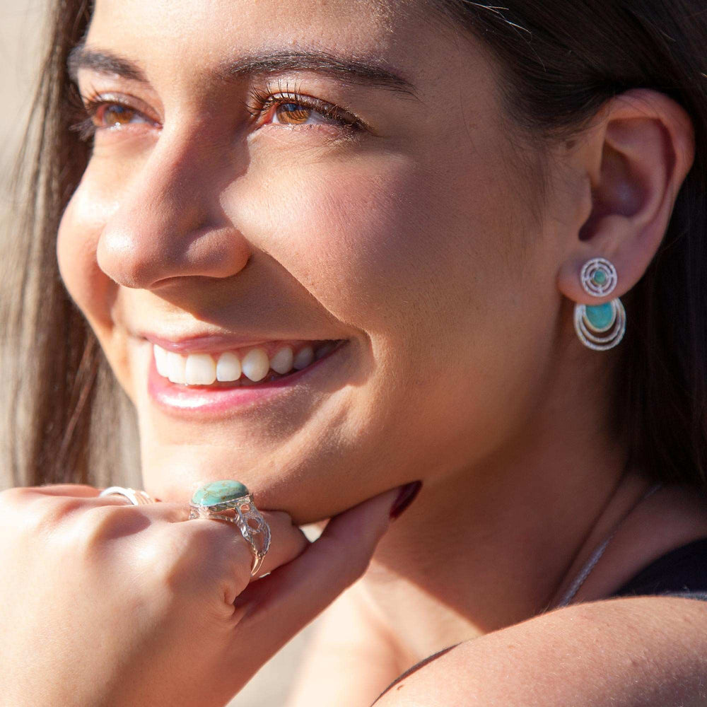 Hypnosis Turquoise and Sterling Silver Earrings - Barse Jewelry - Flyclothing LLC
