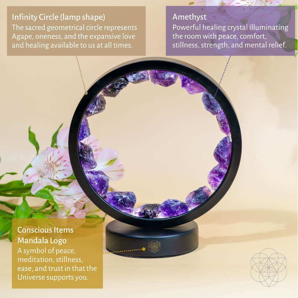 I Am At Peace - Spiritual Protection Amethyst Lamp - Conscious Items - Flyclothing LLC