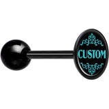 Custom Teal Personalized Name Black Barbell Tongue Ring - BodyCandy - Flyclothing LLC